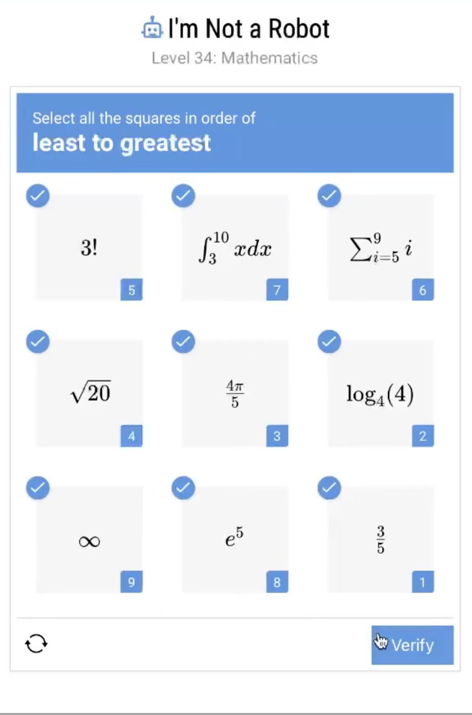I'm Not a Robot Level 34: Mathematics